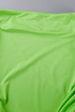 Green Casual Solid Patchwork Fold Skinny High Waist Conventional Solid Color Skirts