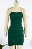 Green Sexy Solid Backless Spaghetti Strap Sleeveless Dress Dresses