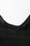 Black Sexy Solid See-through O Neck Skinny Jumpsuits