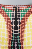 Brown Sexy Print Basic Turtleneck Long Sleeve Two Pieces