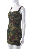 Camouflage Sexy Casual Camouflage Print Backless Spaghetti Strap Sleeveless Dress Dresses
