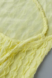 Yellow Sexy Solid Patchwork Spaghetti Strap Pencil Skirt Dresses