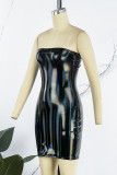 Black Sexy Solid Backless Strapless Sleeveless Dress Dresses
