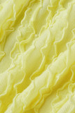 Yellow Sexy Solid Patchwork Spaghetti Strap Pencil Skirt Dresses