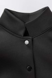 Black Casual Solid Patchwork O Neck Tops