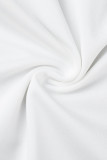 White Sexy Solid Hollowed Out Patchwork U Neck Sleeveless Two Pieces
