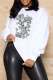 White Casual Street Print Patchwork O Neck Tops