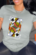 Grey Casual Street Print Letter O Neck T-Shirts