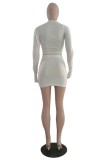 Light Blue Casual Solid Patchwork O Neck Long Sleeve Two Pieces