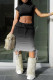 Black Casual Gradual Change Print Basic Turtleneck Short Sleeve Two Pieces
