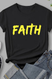 White Casual Letter Print Basic O Neck T-Shirts