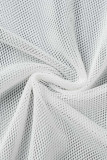 White Sexy Solid Hollowed Out Patchwork U Neck Sleeveless Two Pieces