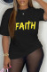 Black Casual Letter Print Basic O Neck T-Shirts