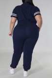 Pink Casual Sportswear Daily Letter Print Basic Zipper Collar Short Sleeve Two Pieces