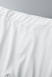 White Sexy Solid Hollowed Out Patchwork U Neck Sleeveless Two Pieces