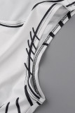 White Casual Sportswear Print Patchwork U Neck Sleeveless Two Pieces