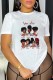 White Casual Print Basic O Neck T-Shirts