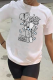 White Casual Cute Print Patchwork O Neck T-Shirts
