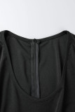 Black Casual Solid Basic V Neck Plus Size Jumpsuits