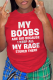 Red Casual Daily Print Letter O Neck T-Shirts