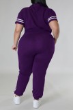 Pink Casual Sportswear Daily Letter Print Basic Zipper Collar Short Sleeve Two Pieces