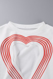 White Street Print Bandage Hollowed Out Patchwork O Neck Tops