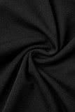 Black Casual Solid Basic V Neck Plus Size Jumpsuits