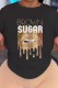 Black Casual Print Basic O Neck T-Shirts