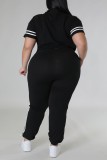 Pink Casual Sportswear Daily Letter Print Basic Zipper Collar Short Sleeve Two Pieces