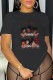 Black Casual Print Basic O Neck T-Shirts