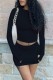 Black Casual Solid Patchwork O Neck Long Sleeve Two Pieces