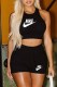 Black Casual Print Letter O Neck Sleeveless Two Pieces