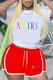 Red Casual Sportswear Print Letter O Neck Short Sleeve Two Pieces