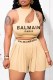 Khaki Sexy Print Hollowed Out Letter O Neck Sleeveless Two Pieces