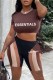 Dark Brown Sexy Print Letter O Neck Short Sleeve Two Pieces