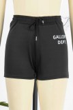 Pink Street Print Letter Low Waist Straight Bottoms
