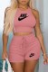 Pink Casual Print Letter O Neck Sleeveless Two Pieces