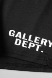 Black Casual Street Print Patchwork O Neck Short Sleeve Two Pieces