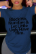 Navy Blue Street Print Patchwork Letter O Neck T-Shirts
