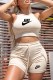 Cream White Casual Print Letter O Neck Sleeveless Two Pieces