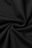 Black Casual Street Print Patchwork O Neck Short Sleeve Two Pieces
