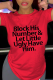Red Street Print Patchwork Letter O Neck T-Shirts