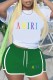 Green Casual Sportswear Print Letter O Neck Short Sleeve Two Pieces