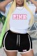 Black Casual Sportswear Print Letter O Neck Short Sleeve Two Pieces