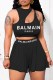 Black Sexy Print Hollowed Out Letter O Neck Sleeveless Two Pieces