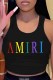 Black Casual Print Letter U Neck Tops