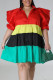 Red Casual Solid Patchwork Fold Turndown Collar A Line Dresses