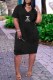 Black Casual Print Letter V Neck A Line Dresses