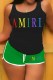 Green Casual Print Letter U Neck Sleeveless Two Pieces