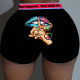 Black Sexy Print Patchwork Pencil Positioning Print Bottoms